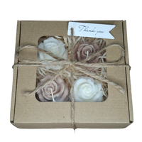 Box Świece Sojowe Prezent Zestaw 4 Róże Dzień Babci Dziadka Walentynki