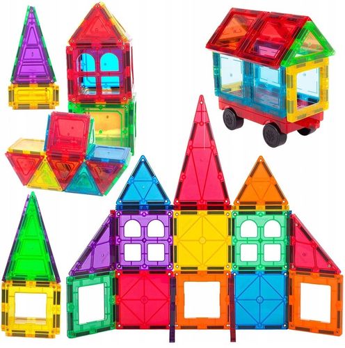 ZESTAW DUŻE KLOCKI MAGNETYCZNE KONSTRUKCYJNE 3D PANELE MAGNETIC TILES 45 na Arena.pl