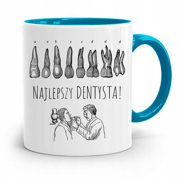 Kubek Błękitny Prezent Dentysty Najlepszy Dentysta Z Nadrukiem Ze Zdjęciem zdjęcie 1