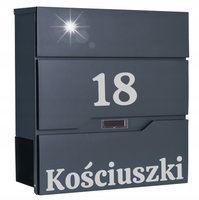 SKRZYNKA POCZTOWA NA LISTY GAZETY POCZTĘ Z NUMEREM DOMU NAZWĄ ULICY ADRESEM
