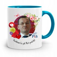 Kubek Błękitny Politycy Premier Mateusz Morawiecki Z Nadrukiem Ze Zdjęciem