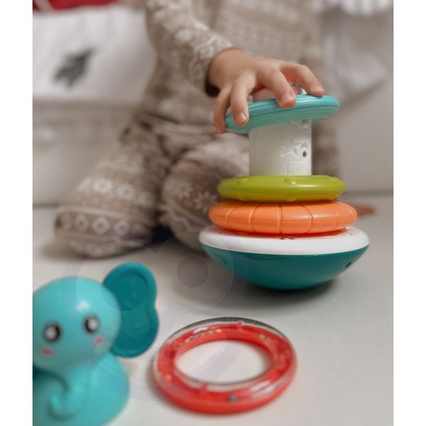 WOOPIE BABY Piramida Wieża Interaktywna Słonik z Obręczami Grzechotka zdjęcie 4