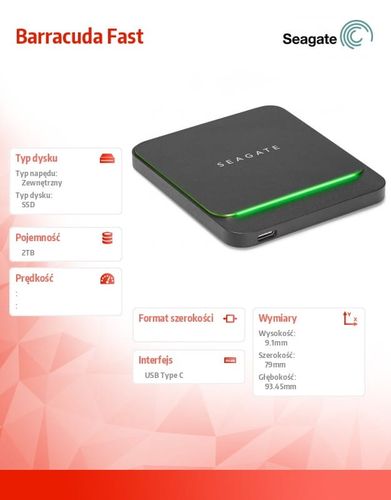 Seagate Dysk SSD Barracuda Fast 2TB USB-C na Arena.pl