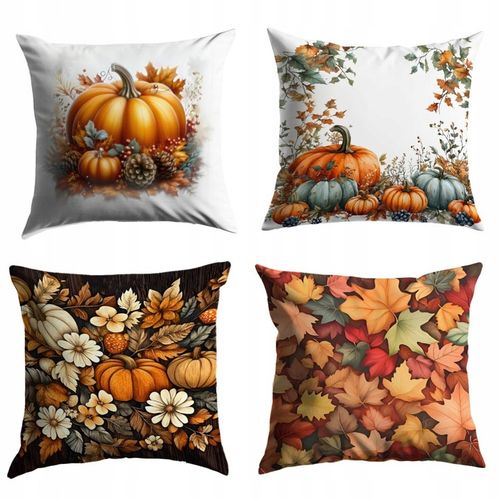 POSZEWKI JESIENNE KOMPLET 4 SZT POSZEWKI NA PODUSZKE POSZEWKI DEKORACYJNE na Arena.pl
