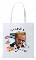 Donald Tusk Platforma Torba Eco Biała Shopper Z Nadrukiem Ze Zdjęciem