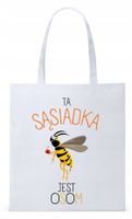 Torba Biała Eco Shopper Dla Sąsiada Sąsiadki Z Nadrukiem Ze Zdjęciem