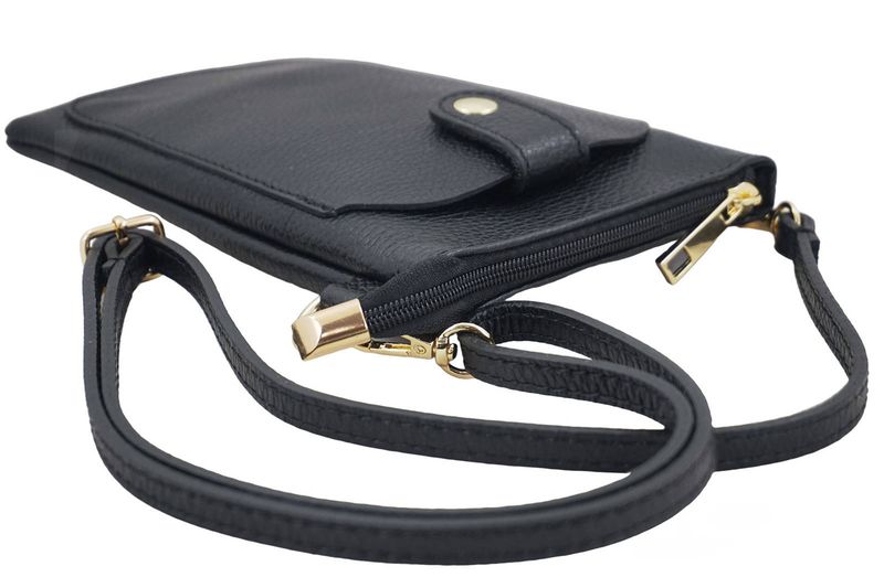 Torebka skórzana / etui na telefon - Czarne zdjęcie 5