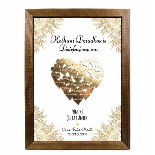 PODZIĘKOWANIE PREZENT DLA DZIADKÓW NA DZIEŃ BABCI I DZIADKA RAMKA SERCE 3D na Arena.pl