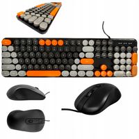 Klawiatura i Mysz Optyczna Przewodowa RETRO Zestaw Do gier Dla graczy Biura