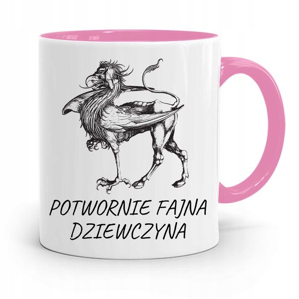Kubek Różowy Dla Dziewczyny Potwornie Fajna Z Nadrukiem Ze Zdjęciem zdjęcie 1