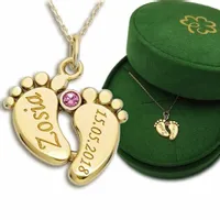 złoty łańcuszek STÓPKI prezent dla Mamy +GRAWER