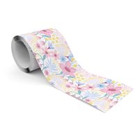 Pasek Dekoracyjny Do Tapet Różowe KWIATY Tulipany Liście Tęcze