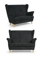 Sofa Kanapa Uszak Skandynawska czarna welur paski salon Bonito Family Meble