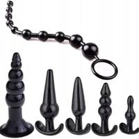 DUŻY SEX ZESTAW - 5 KORKÓW ANALNYCH + KULKI ANALNE ANAL PLUG BDSM GADŻETY
