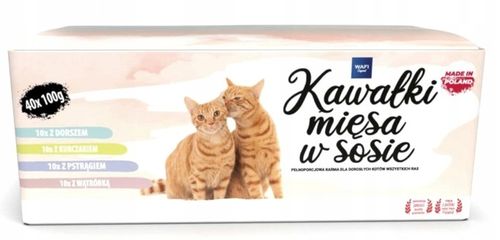 WAFI KARMA MOKRA DLA KOTA SASZETKI MIX SMAKÓW 40x100G 75% MIĘSA W KAWAŁKU na Arena.pl