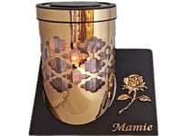 MAMA MAMIE ZNICZ LAMPION SOLARNY SOLAR FOTOWOLTAICZNY TUBA RÓŻA ZŁOTO