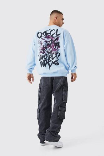 BLUZA NIEBIESKA DŁUGI RĘKAW DRESOWA KLASYCZNA PRINT TYŁ BOOHOOMAN L na Arena.pl