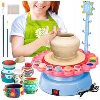 Koło Garncarskie dla Dzieci Zestaw z Gliną Farbami + Glina 0,5kg Gratis !