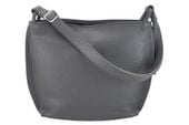 Duża torba damska skórzana na ramię - Szara ciemna