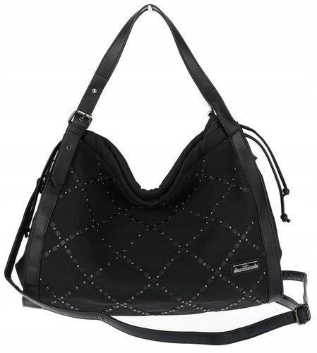 Torebka Damska Listonoszka Shopper Duża Torba na Ramię Worek CH6686 Czarna na Arena.pl