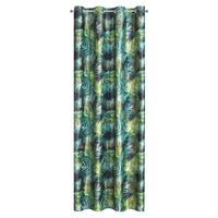 Zasłona gotowa na przelotkach DAVOS 140x250 czarno zielona w liście