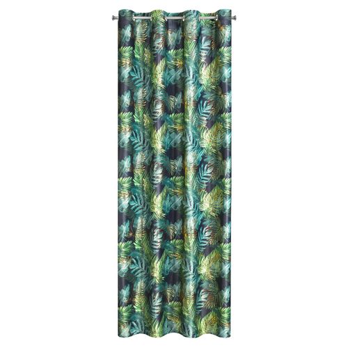 Zasłona gotowa na przelotkach DAVOS 140x250 czarno zielona w liście na Arena.pl