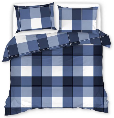 Pościel Satynowa 200X220 Niebieska Krata 20558 na Arena.pl