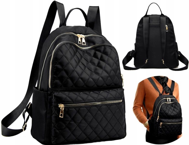 Plecak Czarny Wodoodporny Pikowany Damski Pojemny zdjęcie 3