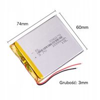 Bateria Akumulator 2000mAh 3.7V Li-Poly, Li-po GPS