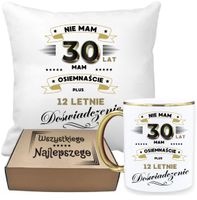 ZESTAW PODUSZKA I PIĘKNY KUBEK ORYGINALNY PREZENT 30 LAT NA URODZINY