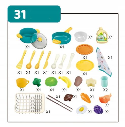 ZLEW ZLEWOZMYWAK kuchenka kuchnia dla dzieci palnik kran z wodą GARNKI 31el na Arena.pl