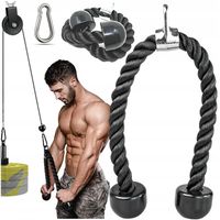 SZNUR UCHWYT DO WYCIĄGU LINA NA TRICEPS MASYWNA I SOLIDNA Z KARABIŃCZYKIEM