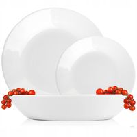 SERWIS OBIADOWY BIAŁE SZKŁO ZESTAW TALERZY BIAŁY NA 6 OSÓB WZÓR SONIA