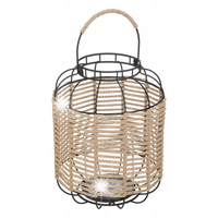 LAMPION METALOWY AŻUROWY Z UCHWYTEM 33cm BRĄZOWY LAMPION NA ŚWIECĘ