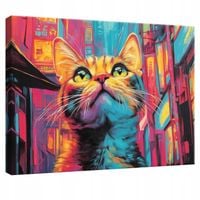 OBRAZ NA PŁÓTNIE ŚCIANĘ KOT ABSTRAKCJA DO POKOJU DZIECIĘCEGO 120x80