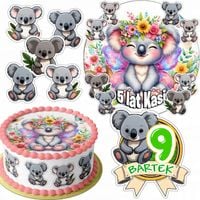 ZESTAW OPŁATEK NA TORT 20CM + 16 POSTACI - MIŚ KOALA + IMIĘ 15CM 18CM