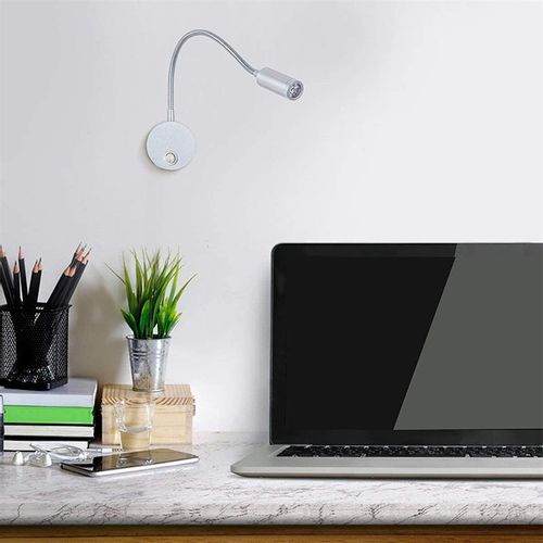 Srebrna lampka FLEXI nocna do czytania do sypialni Kiniet LED 3W Wobako na Arena.pl