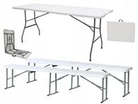 ZESTAW STÓŁ + 2 ŁAWKI OGRODOWY CATERINGOWY TURYSTYCZNY KOMUNIA 180 cm