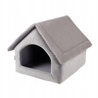 MATERIAŁOWY DOMEK BUDA LEGOWISKO DLA PSA SZARY VELVET R.4