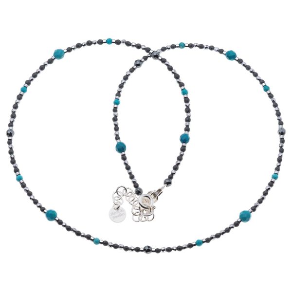 Naszyjnik regulowany - Turkus, Hematyt i srebro zdjęcie 1