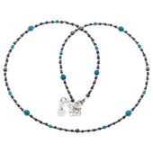 Naszyjnik regulowany - Turkus, Hematyt i srebro