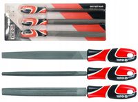 YATO ZESTAW PILNIKÓW DO METALU PŁASKI TRÓJKĄTNY PÓŁOKRĄGŁY 250MM 3EL