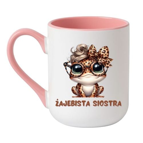 KUBEK "ŻAJEBISTA SIOSTRA" Wzór - Elegant Coffee Różowy 330 ml na Arena.pl
