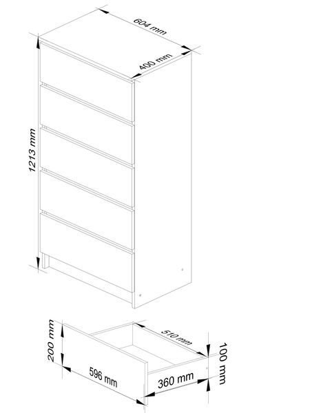 KOMODA K 60 cm 5 SZUFLAD DĄB SONOMA zdjęcie 3