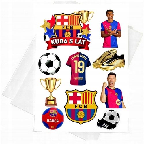 WYDRUK CUKROWY FC BARCELONA YAMAL LEWANDOWSKI DEKORACJA CUKROWA MASA TEKST na Arena.pl