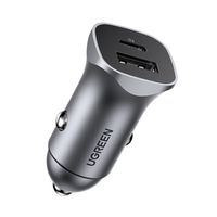ładowarka samochodowa usb-c usb 24w power delivery quick charge szary