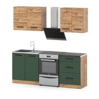 Kuchnia mała modułowa z blatem nowoczesna 2m wotan wotan butelkowa zieleń