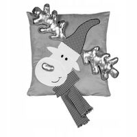 Poszewka dekoracyjna 3D welur bożonarodzeniowa renifer z szalikiem srebrna