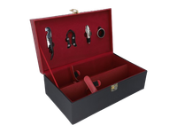 Walizka na Wino z Akcesoriami brązowa 2 Butelki Zestaw Prezentowy Box