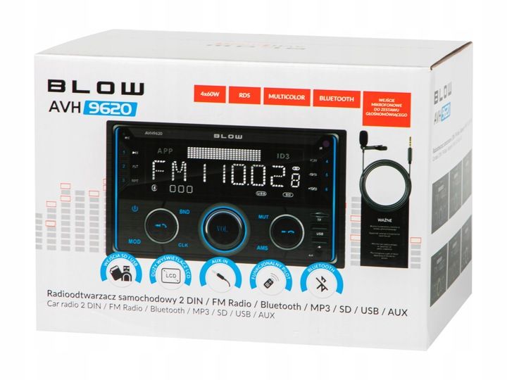 RADIO SAMOCHODOWE 2-DIN BLUETOOTH USB SD RDS LCD RGB MIKROFON PILOT zdjęcie 11